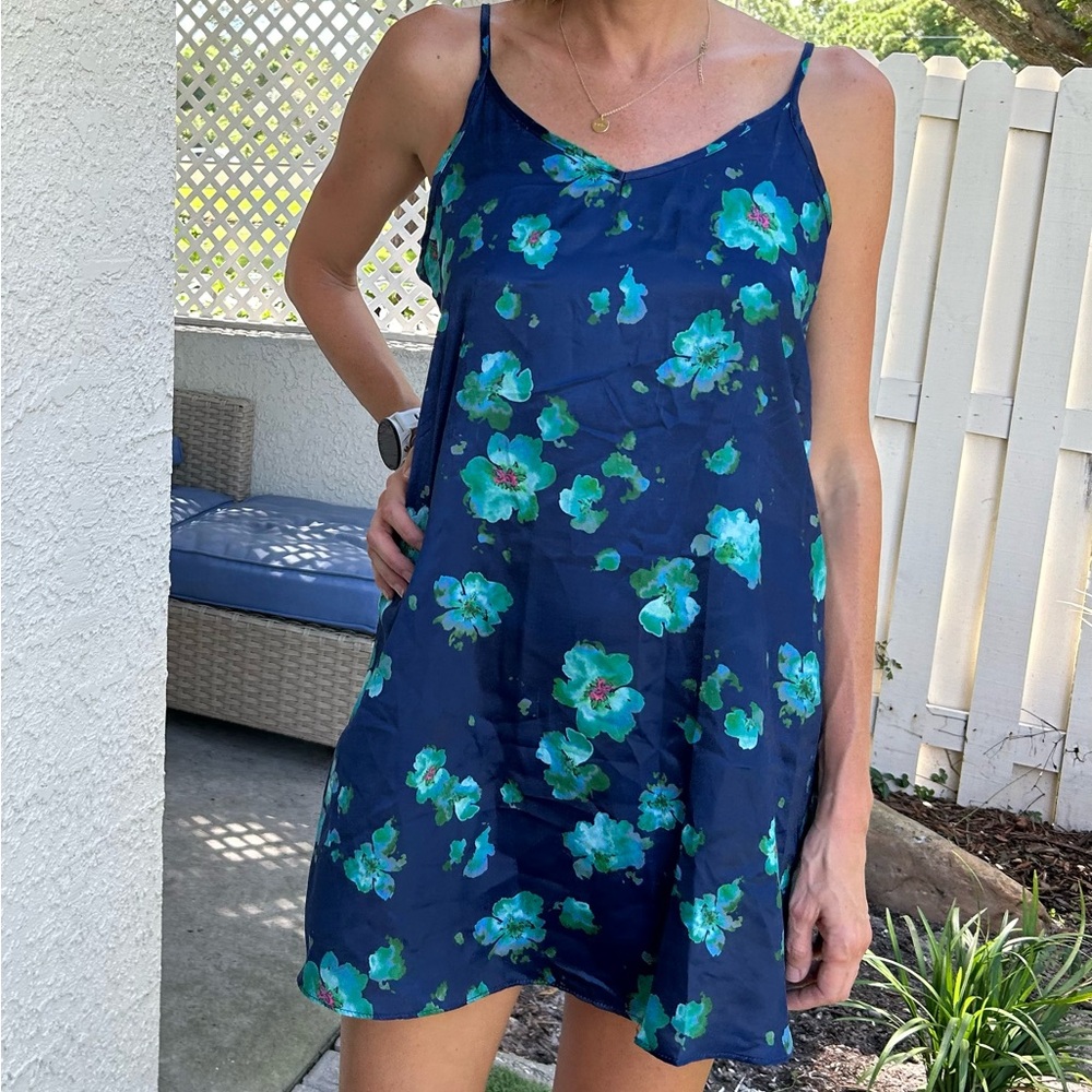 Laundry by Shelli Segal 90s Vintage Floral Slip Dress Womens Size Small